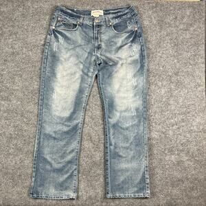 Brooklyn Xpress Jeans Mens 40x34 Blue Faded Relaxed Fit Distressed Denim